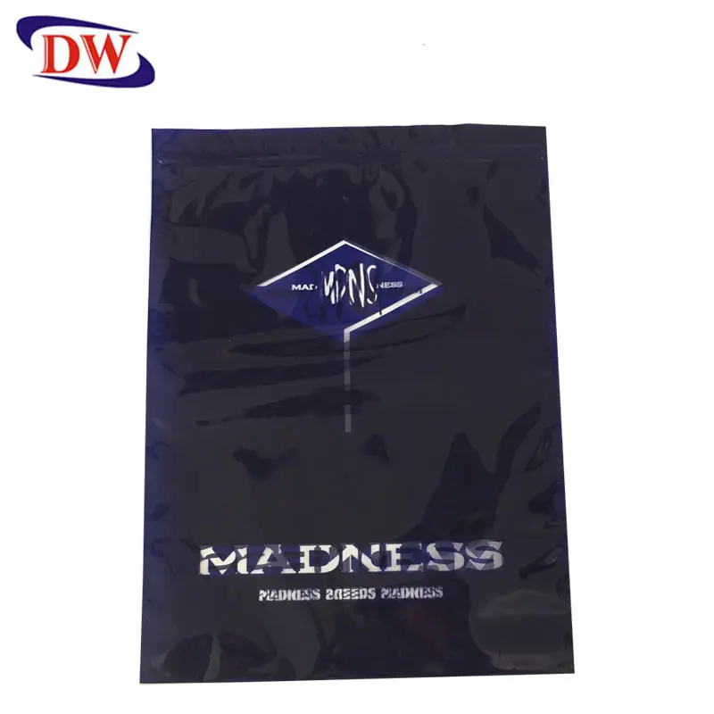 resealable custom logo printed pp laminated see through blue ziplock plastic clothes packaging poly bag