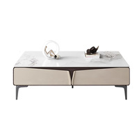 Muebles Modernos Europeos para Sala de Estar, Mueble para TV de Gran Tamaño con Superficie de Piedra, Combinación de Consola, Juego de Mesa de Centro de Lujo, Sólido