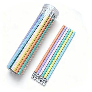 Lot de 12 crayons en bois effaçables hexagonaux de 7,5 pouces, couleur macaron, logo et emballage personnalisés, certifiés FSC EN71, directement de l'usine - Product Image 2