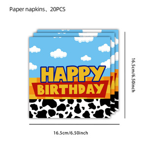 Ensemble de vaisselle jetable à thème Joyeux Anniversaire avec motif Ciel Bleu et Nuages Blancs, fournitures de décoration pour fête d'anniversaire - Product Image 5