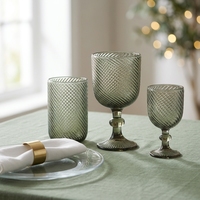 StarLuckINT Verres à vin vintage en gros à motif spirale gaufré, verres à boire colorés vert et rose pour la location d'événements de mariage