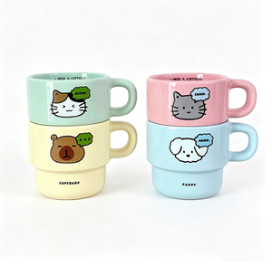 Factory Direct Custom Printed Stackable Colorful <b>Ceramic</b> <b>Mugs</b>, Stack-design Latte Drinking Cups Wholesale for Cafe & Gift - Product Image 1