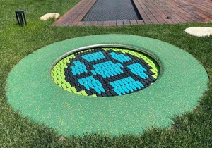 <span class=keywords><strong>Trampoline</strong></span> enterré au sol avec logo OEM, design coloré personnalisé pour parc extérieur - Product Image 3