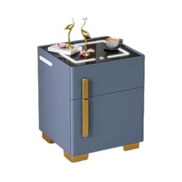 Table de chevet intelligente de luxe avec éclairage LED, charge sans fil, multifonctionnelle, options multicolores pour la chambre à coucher