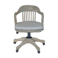 HL130 Chaise de bureau pivotante réglable en hauteur, style contemporain français, en chêne massif, avec coussin moelleux, pour bureau à domicile ou chambre