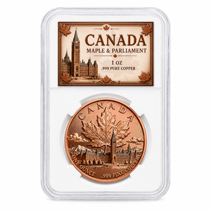 Moneta Personalizzata in Rame Puro da 1oz, Design Foglia d'Acero Canadese, Stampa UV, Regalo Commemorativo, Produzione OEM - Product Image 1