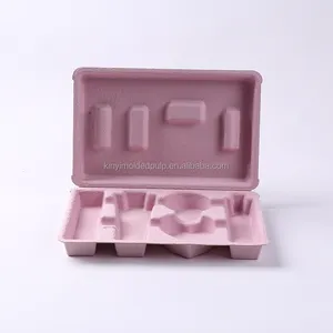 C Custom wet press biodegradable pulp paper insert sugarcane bagasse fiber molded colored packaging tray