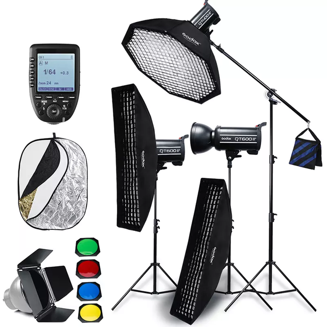 Godox QT600IIM High-Speed Photography Wedding Product Advertisement Portrait Professional Studio Flash Strobe Light Kit