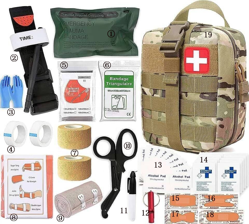 AJOTEQPT Molle Pouch IFAK Kit di pronto soccorso per traumi individuali Kit per traumi per sopravvivenza campeggio escursionismo viaggi