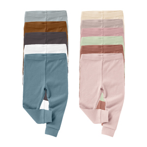 卸売オーガニックコットンタイツ キッズベビーリブ編みレギンスパンツ - Product Image 1