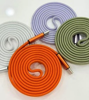 Câble plat USB C vers C 60W PD, cordon de charge rapide 48 brins en nylon tressé avec alliage d'aluminium, câble de charge rapide PD
