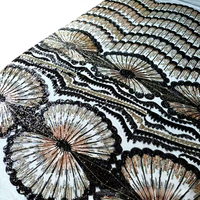 Tissu de robe de mariée vintage en dentelle brodée de sequins motif fleur éventail, style européen