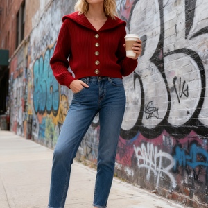 Women's Vintage Relaxed-Fit Premium Knit <b>Cardigan</b> <b>Sweater</b> Fashion - Product Image 1