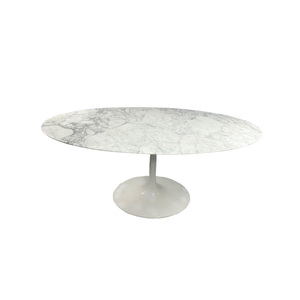 Nordic Minimalist Light Luxury Elegant Custom Dining Room Furniture Statuario White Marble Tulip Pedestal Dining <strong>Table</strong>