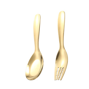 Stainless Steel Children's Spoons And Forks Set Portable Feeding Utensils For Babies 0-12 Months Bpa Free Two <b>Fold</b> Case - Product Image 5