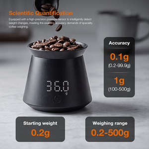 500G 17.9OZ 0.1 Precision 3.7V/400mA Lithium Battery Digital Display Auto Shut off Modern Portable Coffee <b>Scale</b> Espresso Shot - Product Image 3
