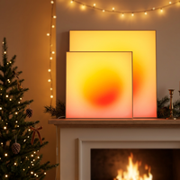 LUZ Boîte à lumière LED rétroéclairée en acrylique, style Art déco, motif coucher de soleil, avec variateur à bouton et capteur tactile, cadre en aluminium pour la décoration intérieure