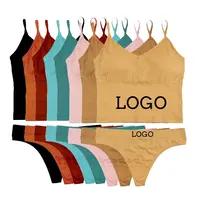 Custom Logo Female Young Girl Ladies Sexy Multicolor Wire Free Bra Brief Sets Woman Underwear Panty And Bra Set