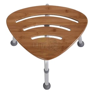 Tabouret de douche pliable en bambou et aluminium Mingjiang, hauteur réglable, pour l'aide au bain - Product Image 4