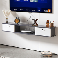 Meuble TV mural économique de luxe léger pour salon et chambre, en bois massif, avec rangement pour décodeur et routeur, étagère suspendue