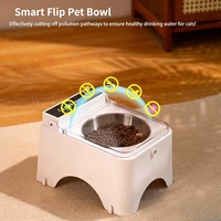 Gamelle automatique pour animaux de compagnie avec design incliné surélevé en acier inoxydable 304 et couvercle à capteur pour maisons multi-chats