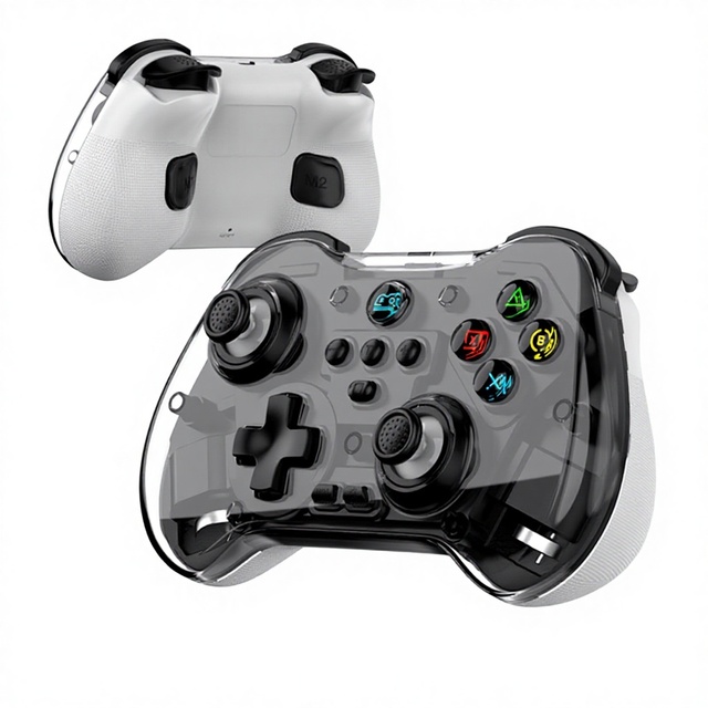 Wireless 2.4GHz Game Controller for //PC Black Myth Wukong Hall Joystick Macro Back Buttons Transparent Case Magnetic