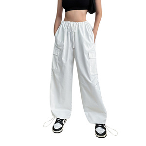 Nuovi arrivi Y2k vestiti Harajuku Hippie coreano moda <span class=keywords><strong>donna</strong></span> pantaloni <span class=keywords><strong>Cargo</strong></span> paracadute grigio coulisse vita Casual Streetwear - Product Image 1