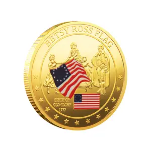 metal coin custom 1 oz American History of Old Glory Gold Iron 3d Challenge Coins