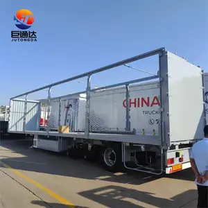 Contenedor de envío lateral de cortina de PVC de 3 ejes de fábrica JUTONG Shandong 40ft Van Box Semi Trailer