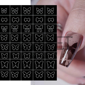Pegatinas de uñas <span class=keywords><strong>plantillas</strong></span> para aerógrafo corazón mariposa oso estrellas hueco francés UV uñas pegatinas <span class=keywords><strong>plantillas</strong></span> aerógrafo pegatina uñas - Product Image 3