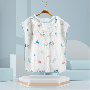 Couvertures de bain à capuche en mousseline de coton pur respirant bébé fille garçon serviette de bain avec capuche - Product Image 4