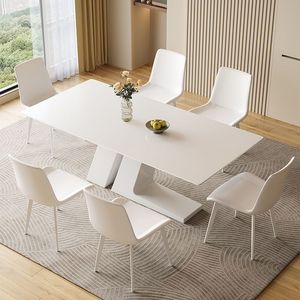 <span class=keywords><strong>Mesa</strong></span> de Comedor Extensible Negra Moderna para 6-8 Personas, con Superficie de Piedra Sinterizada y Patas de Metal, para Uso en Hoteles y Hogares - Product Image 1