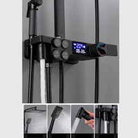 Ensemble de douche IProSan noir, robinet à température constante tout en cuivre, ensemble de douche domestique