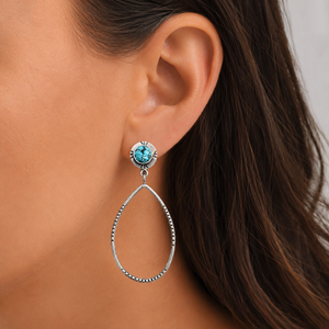 Orecchini Vintage a Goccia Grande Blu-Verde da Donna, Gioielli di Moda Statement - Product Image 2