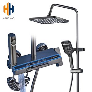 Set Doccia a Cascata <span class=keywords><strong>con</strong></span> Finitura Spazzolata, <span class=keywords><strong>Miscelatore</strong></span> Intelligente per <span class=keywords><strong>Bagno</strong></span> <span class=keywords><strong>con</strong></span> Acqua Calda e Fredda, Rubinetto a Cascata <span class=keywords><strong>con</strong></span> Barra Scorrevole e Soffione Doccia - Product Image 1