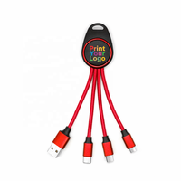 Câble de charge porte-clés 3-en-1 avec logo lumineux – Cordon USB universel portable pour smartphones et appareils électroniques – Idéal comme cadeau