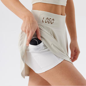 Toptan Özel Kadın Yüksek Bel <span class=keywords><strong>2</strong></span>'si 1 Arada Hızlı Kuruyan Spor Salonu Kızlar İçin Güvenlik Şortlu ve Gizli Cepli Tenis Etekleri - Product Image 3
