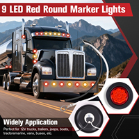 Feux de position latéraux à 9 LED de 2 pouces avec anneaux en caoutchouc, feux de position ronds pour remorque avec œillet et câble de raccordement pour camion, remorque, camping-car