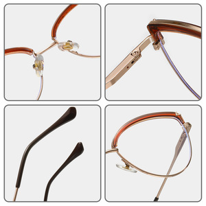 Montures de lunettes œil-de-chat 87279, monture complète, anti-lumière bleue, branches en métal TR90 à ressort, unisexe, verres en acétate - Product Image 1
