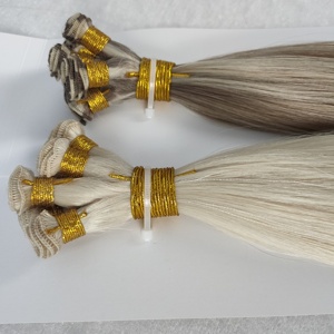 Jasmine Beauty Hand Tied Weft Hair Extensions Hot Sale Bleach Blonde Cuticle Aligned 100 Remy Human Hair Natural Weave Wholesale - Product Image 4