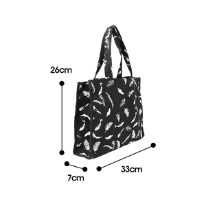 FULAIYA FLY-C00345 Bolsas de Lona Personalizadas Reciclables con Estampado de Plumas Negras, Asa de Hombro, Cierre Abierto para - Product Image 6