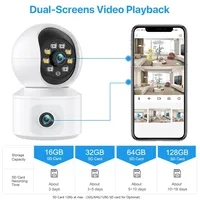 Moniteur Bébé K22 4MP HD à Double Écran, Double Objectif PTZ, Sécurité Domestique, Suivi Automatique, Audio Bidirectionnel, Détection Humaine, Carte Mémoire, Cloud
