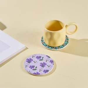 Custom logo <b>Coasters</b> With Cork Base Absorbent <b>Coasters</b> With Holder Set Stone <b>Ceramics</b> <b>Coasters</b> for Drinks Customized Printed - Product Image 4