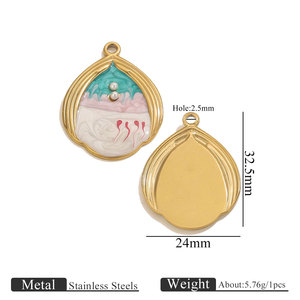 Colgante de concha esmaltada de acero inoxidable DIY, collar de concha, conector, estrella de mar, gota de <span class=keywords><strong>agua</strong></span>, <span class=keywords><strong>perla</strong></span>, amuleto de playa, Niños Cristianos - Product Image 6