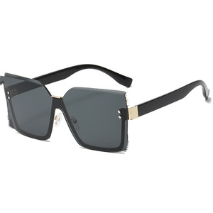 Lunettes de soleil carrées chanfreinées, monture métallique, protection UV400, style unisexe surdimensionné - Product Image 5