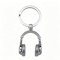 Gantungan Kunci Headphone 3D Over Ear dari Paduan Seng Perak, Liontin Headset Mini, Aksesoris Tas DJ Audiophile