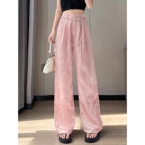 Nouveau <span class=keywords><strong>pantalon</strong></span> ample et élégant pour <span class=keywords><strong>femme</strong></span>, style national <span class=keywords><strong>chinois</strong></span>, en satin jacquard d'acétate de soie glacée, collection été 2026, vente en gros - Product Image 2