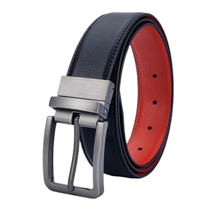 Cinto Masculino de Couro Genuíno com Fivela Rotativa Reversível de Liga de Zinco Simples, Cinto Casual Dupla Face para Presente P117 - Product Image 1