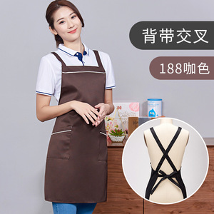 Customizable <b>Apron</b> With Crossed Straps Green Polyester Restaurant Bar Uniform For Waiters Waitresses Printed Logo Fast Food BBQ - Product Image 4