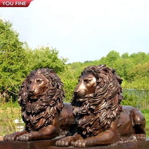 Scultura di Leone in Bronzo Dorato YOUFINE, Decorazione per Ingressi e Piazze, Statua Artistica di Animali Maestosi - Product Image 6